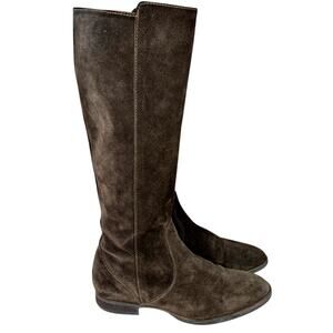 Vintage J. Crew Brown Suede Leather Riding Boots Knee High Side Zip Italy SZ 7
